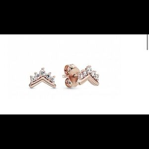 PANDORA Rose 14K Rose Gold Plated Silver Earring/ 288274CZ # 1426